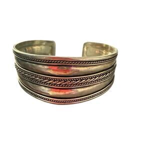 JJ Textured 925 Sterling Silver Cuff Bracelet